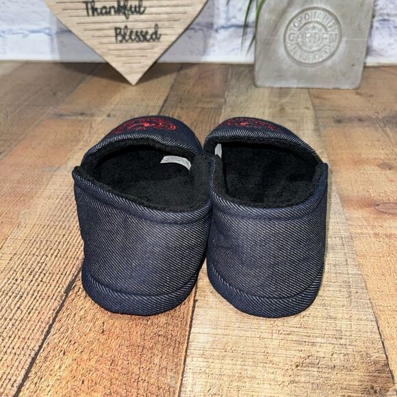 Men's True Religion Brand Jeans Blue Denim Red Logo Slippers Sz L 11/12 - Picture 3 of 9